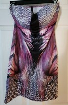 NWOT Tic Toc Pink Multicolor Feather Sweetheart Sleeveless Dress Size Small - £39.33 GBP