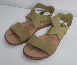 Sorel Women Ella II Sandals Olive Green Stretch Leather Strappy Ankle Strap Sz 8 - £23.50 GBP
