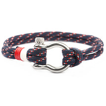 Fashion Charm Paracord Bracelet Navy Style Braided Rope Stainless Steel Buckles  - £9.64 GBP