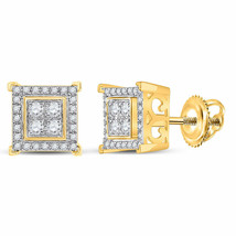 14kt Yellow Gold Mens Round Diamond Square Earrings 1/3 Cttw - £456.23 GBP