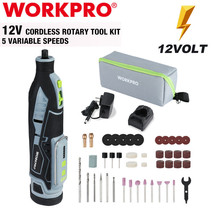 WORKPRO 12V Cordless Rotary Tool Kit 5 Speeds Engraver Sander Polisher Accessory - £81.77 GBP