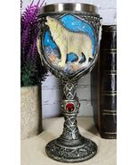 Ebros Howling Gray Wolf In Starry Night Wine Goblet With Celtic Knotwork... - $33.43 CAD