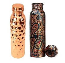 Copper Hammered Design Printed Joint-Free and Leak Proof Cap 2 Piece 1 Liter - £31.82 GBP