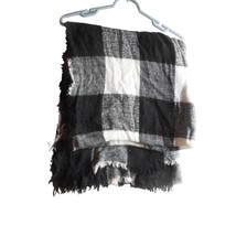 Large Black White Checked Scarf Shawl Wrap Unisex 32 x 76 - $148.89 MXN