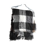 Large Black White Checked Scarf Shawl Wrap Unisex 32 x 76 - $147.24 MXN