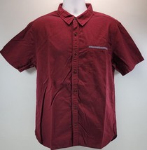 D) Levi&#39;s Men&#39;s Short Sleeve Button Down Collared Shirt Maroon Red Large - £15.56 GBP