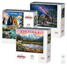 Boardwalk Jigsaw Puzzles National Park West 3-Pack Denali Joshua Tree Ol... - $69.99