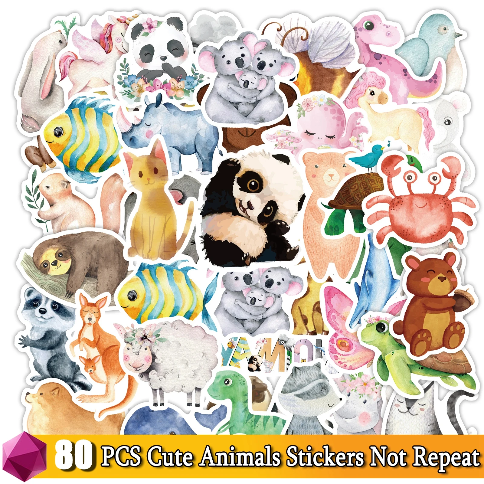  Stickers Waterproof Cute Cat  Dog  s Decal on Laptop Car Phone Guitar Bicycle G - £60.57 GBP