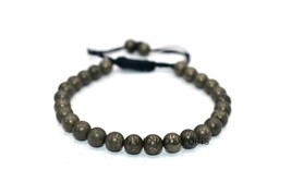 Natural Pyrite 6x6 mm Beads Thread Bracelet ATB-47 - £8.04 GBP