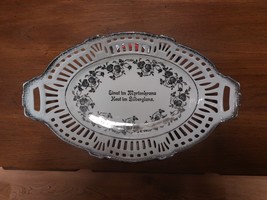 Vintage Schwarzenhammer Bavaria Pierced Oval Floral Bowl W/HANDLES-GERMANY - £5.53 GBP