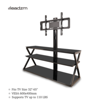 Leadzm TSG001 32-65&quot; Corner Floor TV Stand with Swivel Bracket 3-Tier Tempered G - £193.92 GBP