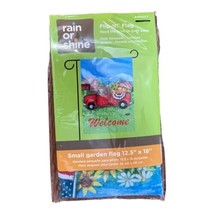 Red Truck Usa Welcome 12.5&quot; X 18&quot; Garden Flag 27-3654-209 Flip It! Rain Or Shine - £7.99 GBP