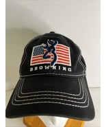 BROWNING USA Flag Hat Ball Cap ONE SIZE Strap Back Black Unstructured Dad - $18.05