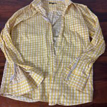 Mondo di Marco Men's Yellow Plaid Long Sleeve Button-Up Shirt Size L - $8.71