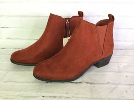 SO Womens Size 7 Hanno Faux Suede Side Zip Ankle Boots Booties Terracott... - $27.71