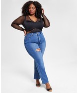 MSRP $99 Nina Parker Trendy Plus Size High-Waist Wide-Leg Jeans Blue Siz... - $29.33 CAD