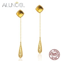 925 Sterling Silver Stud Earrings Dangle For Women Cushion Citrine Yellow Gems E - £40.51 GBP