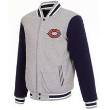 NFL Chicago Bears  Reversible Full Snap Fleece Jacket JH Design 2 Front Logos - £94.38 GBP