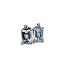 Natural Aquamarine Diamond Earrings 14k WG 1.84 TCW Certified $1,490 018716 - £645.52 GBP