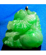 Earth mined Green white Jade semi translucent Pendant Victorian 18k Gold... - £12,602.82 GBP