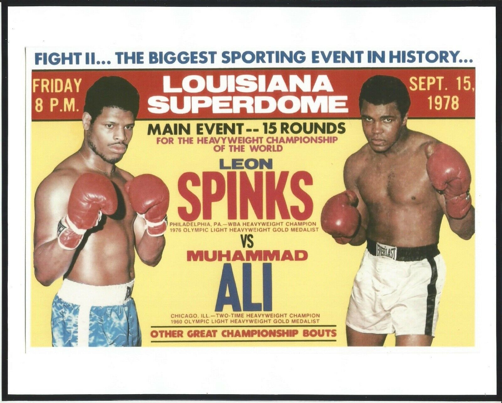 MUHAMMAD ALI - "Spinks vs Ali" Poster Photo in MINT Condition - 10" x 8