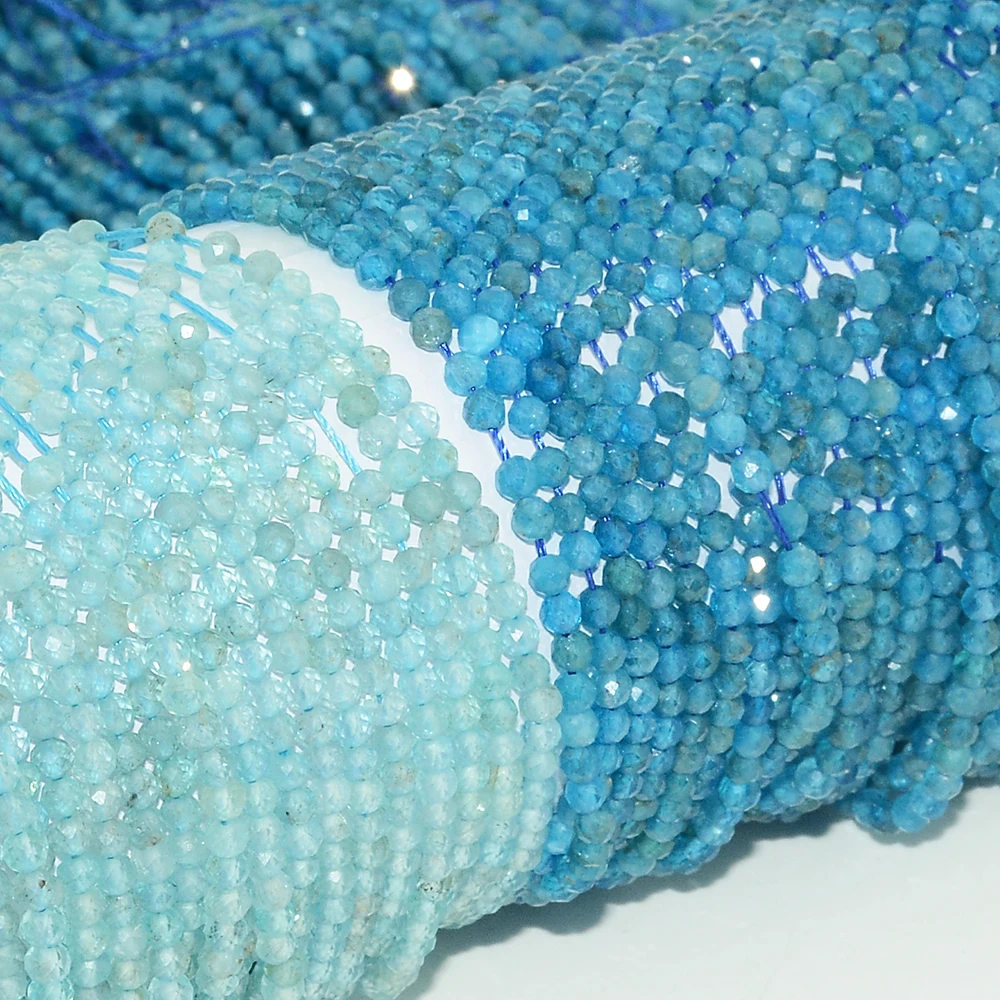 Natural light blue apatite faceted round beads 3 3mm thumb155 crop