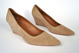 Donald J Pliner Eddi Grey Brown Suede Leather Wedge Pump Heel Shoes 8.5 M - $158.36