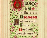 Illuminated Text Glory to God Happy Christmas 1910s UNP Embossed Postcard - $3.91