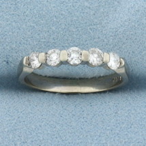 5 Stone Diamond Wedding or Anniversary Band Ring in 14k White Gold - £271.15 GBP