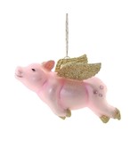 FLYING PIG CHRISTMAS TREE ORNAMENT 4&quot; Glass Cute When Pigs Fly Farm Anim... - $19.95