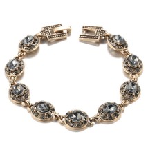 Charm Boho Gray Crystal Link Bracelet Women 585 Antique Gold Color Ethnic Weddin - £7.12 GBP