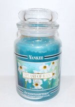 Yankee Candle Black Band Splash Of Rain Housewarmer 22 Oz Large Jar Candle - £43.65 GBP