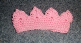 Handmade Newborn Baby Pink Princess Crown Headband Hand Crocheted 0 to 3... - $8.41