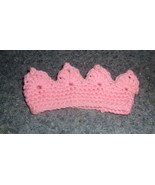 Handmade Newborn Baby Pink Princess Crown Headband Hand Crocheted 0 to 3... - $7.99