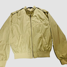 Tan Cafe Racer Jacket Mens Size 44 Bomber Light Weight Lined 1980s Vintage - £12.28 GBP