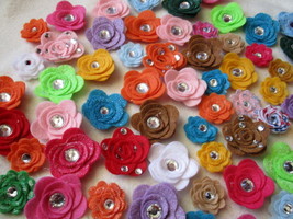 100 Assorted Random Mix Felt 3D Flowers-Small and Large Flower-Die Cut - $22.00