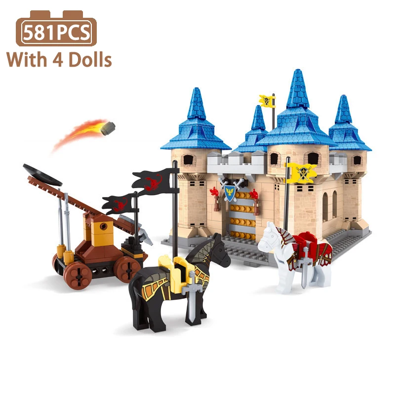 Military Medieval Lion Country Castle Building Block City Gate -Small Castle - $52.33