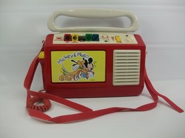 Vintage Mickey &amp; Pluto Cassette Recorder New Bright Missing Button Works - £16.89 GBP