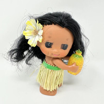 Vtg Hawaii Mini Hula Girl Doll Vinyl Grass Skirt Jointed Blow Mold Pineapple 5”H - £9.25 GBP