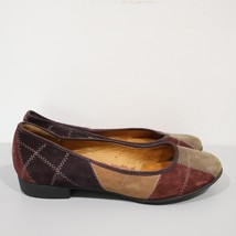 Sofft Patchwork Suede Leather Ballet Flats Shoes 7.5M Round Toe Burgundy Plum  - £23.50 GBP