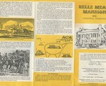 Brief Story Belle Meade Mansion Brochure Nashville Tennessee 1950&#39;s - $17.82