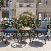 U-STYLE Outdoor Rattan Bistro Set: Chairs &amp; Glass Table for Patio - $3,932.84 MXN