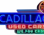 Cadillac Used Cars Neon Advertising Metal Sign (not real neon) - £46.68 GBP
