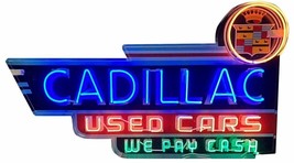 Cadillac Used Cars Neon Advertising Metal Sign (not real neon) - $59.35