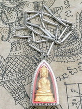 Holy Blessed Pendant Gold Phra Chai with Stainless Necklace Magic Buddha... - £15.68 GBP