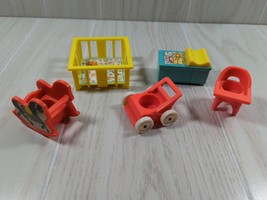 Fisher Price Little People baby vintage nursery furniture set lot stroll... - $14.84