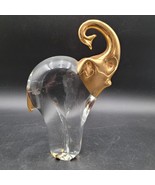 Vintage Murano Clear Glass Art Roaring Trumpeting Elephant Gold Gilding - $67.68 CAD