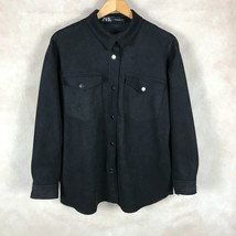 ZARA Black Faux Suede Overshirt Jacket Black Size Medium - $37.12