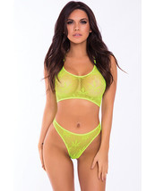 Pink Lipstick Festival Flirt Bra Set Green S/M - $18.21