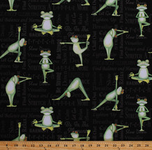 Cotton Frogs Frog Yoga Poses Exercise Words Cotton Fabric Print BTY D669.32 - £10.34 GBP